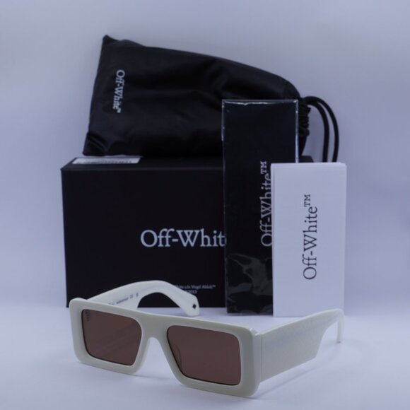 Off-White OERI140 TROY 0164 Rectangle Sunglasses – White/Brown main image 4